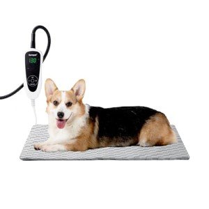 Garnpet 28x18 Inch Pet Heating Pad, Heated Dog Bed Indoor, Heated Cat Bed with Steel-Wrapped Cord, 25-Level Timer & 11-Level Adjustable Temperature