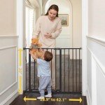 Mom's Choice Award-InnoTruth Dog Gate for Stairs, 28.9-42.1" Wide Baby Gate Indoor for Doorways, 30" Tall Pet Gate for Dogs Easy Walk Thru One Hand Opeing Dual Lock, Pressure Mount Easy Install, Black