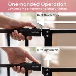 Mom's Choice Award-InnoTruth Dog Gate for Stairs, 28.9-42.1" Wide Baby Gate Indoor for Doorways, 30" Tall Pet Gate for Dogs Easy Walk Thru One Hand Opeing Dual Lock, Pressure Mount Easy Install, Black