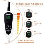 Garnpet 28x18 Inch Pet Heating Pad, Heated Dog Bed Indoor, Heated Cat Bed with Steel-Wrapped Cord, 25-Level Timer & 11-Level Adjustable Temperature