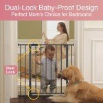 Mom's Choice Award-InnoTruth Dog Gate for Stairs, 28.9-42.1" Wide Baby Gate Indoor for Doorways, 30" Tall Pet Gate for Dogs Easy Walk Thru One Hand Opeing Dual Lock, Pressure Mount Easy Install, Black