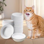 letesult 300PCS Disposable Cat Food Bowls & 2PCS Stainless Steel Cat Bowls - Pets Disposable Feeding Bowls Small Paper Cat Plates for Wet Food Disposable Bowls for Cat Dog Feeding Station