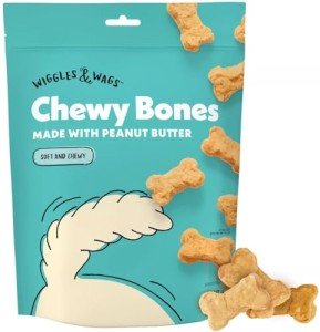 Wiggles & Wags 1 Soft Chews Peanut Butter Recipe Bone-Shaped (1-6 oz) Bag