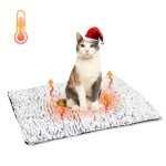 Nobleza Self Heating Cat Bed, Super Soft Thermal Dog Crate Bed Mat for Sleeping, Washable Anti-Slip Self Warming Pet Kennel Pad for Small Medium Cats Dogs Indoor Outdoor (White&Grey, M)