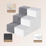 EHEYCIGA Dog Stairs Ramp for Small Dogs 13.5" H, 3-Step Dog Steps for Couch Sofa and Chair, Pet Steps for Small Dogs and Cats, Non-Slip Balanced Dog Indoor Ramp, Grey