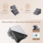 EHEYCIGA Dog Stairs Ramp for Small Dogs 13.5" H, 3-Step Dog Steps for Couch Sofa and Chair, Pet Steps for Small Dogs and Cats, Non-Slip Balanced Dog Indoor Ramp, Grey