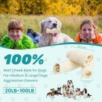 AZRAPAWS Beef Cheek Rolls Beef Cheeks for Dogs Rawhide Bones Rich Collagen Sticks Chews for Dogs Pet Safe Rawhide Treats Long Lasting Beef Dog Chews Retriever Rolls Rawhide Free Dog Chews