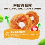 KUADELRO Chicken Rings Dog Treats, Natural Chicken Breast Chicken Jerky Dried Tenders Dog Chews Dog Training Treats for Dog Snacks Healthy Dog Treats for Small Medium Large Dogs 10.54oz