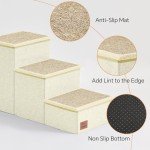 ChiXnuggle Dog Stairs for Bed and Couch - 17" H, 3 Step Portable Dog Steps with Detachable Mats & Storage, Foldable Pet Steps for Small Medium or Large Dogs Puppy, Beige