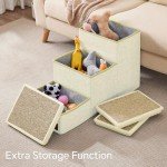 ChiXnuggle Dog Stairs for Bed and Couch - 17" H, 3 Step Portable Dog Steps with Detachable Mats & Storage, Foldable Pet Steps for Small Medium or Large Dogs Puppy, Beige