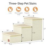 ChiXnuggle Dog Stairs for Bed and Couch - 17" H, 3 Step Portable Dog Steps with Detachable Mats & Storage, Foldable Pet Steps for Small Medium or Large Dogs Puppy, Beige
