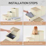 ChiXnuggle Dog Stairs for Bed and Couch - 17" H, 3 Step Portable Dog Steps with Detachable Mats & Storage, Foldable Pet Steps for Small Medium or Large Dogs Puppy, Beige