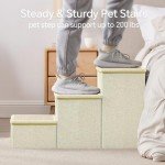 ChiXnuggle Dog Stairs for Bed and Couch - 17" H, 3 Step Portable Dog Steps with Detachable Mats & Storage, Foldable Pet Steps for Small Medium or Large Dogs Puppy, Beige