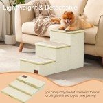 ChiXnuggle Dog Stairs for Bed and Couch - 17" H, 3 Step Portable Dog Steps with Detachable Mats & Storage, Foldable Pet Steps for Small Medium or Large Dogs Puppy, Beige