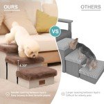 COZY KISS Dog Stair for Small Dogs with Storage, Foldable Pet Stairs for Medium or Puppy Dogs and Older Cats, Dog Steps for Bed or Couch, Dog Ramp with Soft Cover, 33x13x17.7 inch, 4 Tiers, Brown