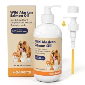 Wild Alaskan Salmon Oil for Dogs & Cats, Fish Oil Omega 3 Supplements with EPA & DHA for Skin & Coat, Immune, Brain, Joint and Heart Health, Dog & Cat Fish Oil Supplements with Pump- 8 oz