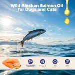 Wild Alaskan Salmon Oil for Dogs & Cats, Fish Oil Omega 3 Supplements with EPA & DHA for Skin & Coat, Immune, Brain, Joint and Heart Health, Dog & Cat Fish Oil Supplements with Pump- 8 oz