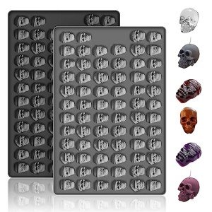 2 Pcs Gummy Skull Candy Molds Silicone 140 Cavity Skull Silicone Mold for Chocolate, Fondant, Candy, Biscuits, Cookie, Jelly and Dog Training Commands Concept