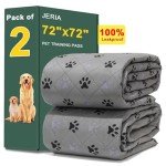 JERIA 2 Pack 72"x 72" Waterproof Non Slip Wee Wee pad，Reusable Washable Pee Pads for Dogs，Absorbent and Leakproof Training Mats for Potty, Bed, Sofa, Potty Training