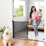 Retractable Baby Gate Perma Child Safety 33" Tall x 71” Wide, Mesh, for Stairs, Doorways, Dogs, Pets, Indoor, Outdoor, One-Handed Operation, Locking, Easy Install, Hardware Mount, Black
