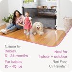 Retractable Baby Gate Perma Child Safety 33" Tall x 71” Wide, Mesh, for Stairs, Doorways, Dogs, Pets, Indoor, Outdoor, One-Handed Operation, Locking, Easy Install, Hardware Mount, Black