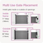 Retractable Baby Gate Perma Child Safety 33" Tall x 71” Wide, Mesh, for Stairs, Doorways, Dogs, Pets, Indoor, Outdoor, One-Handed Operation, Locking, Easy Install, Hardware Mount, Black