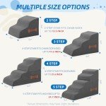 Dog Stairs 4 Steps for Small Dogs and Cats to Get on High Beds, Couch or Car, Pets Can Climb, Sit, Lie Down or Perch to Look Out Windows on The Spliceable Ramp, Provides Support, Grey（19" H）