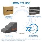 Dog Stairs 4 Steps for Small Dogs and Cats to Get on High Beds, Couch or Car, Pets Can Climb, Sit, Lie Down or Perch to Look Out Windows on The Spliceable Ramp, Provides Support, Grey（19" H）