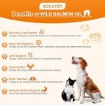 SOCATER Fish Oil for Dogs & Cats, Wild Salmon Oil Omega 3 Support Skin and Shiny Coat, Natural Supplement in Pet Diets, EPA-DHA Fatty Acids Supporting Joint Health, Enhancing Cognitive Function,16oz