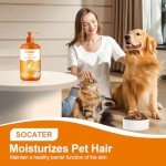 SOCATER Fish Oil for Dogs & Cats, Wild Salmon Oil Omega 3 Support Skin and Shiny Coat, Natural Supplement in Pet Diets, EPA-DHA Fatty Acids Supporting Joint Health, Enhancing Cognitive Function,16oz
