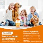 SOCATER Fish Oil for Dogs & Cats, Wild Salmon Oil Omega 3 Support Skin and Shiny Coat, Natural Supplement in Pet Diets, EPA-DHA Fatty Acids Supporting Joint Health, Enhancing Cognitive Function,16oz