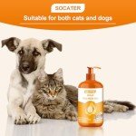 SOCATER Fish Oil for Dogs & Cats, Wild Salmon Oil Omega 3 Support Skin and Shiny Coat, Natural Supplement in Pet Diets, EPA-DHA Fatty Acids Supporting Joint Health, Enhancing Cognitive Function,16oz