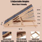 Wooden Dog Ramp Car Stairs Foldable Pet Stairs,5 Levels Height Pet Steps for Dogs and Cats,Non-Slip Balanced Dog Indoor Outdoor Ramp,Wood Color
