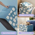 Lesure Dog Stairs for Small Dogs 13.5" H 3-Step Foam Pet Steps Foldable for Bed Couch and Sofa Chairs Jacquard Shaggy Plush for Cats with Supporting Board and Non-Slip Bottom, Light Blue