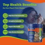 YoYoBay Flea and Tick Prevention for Cats Chewable - 180 Soft Chews, Salmon & Blueberry Flavor - Cats Flea and Tick Treatment Chewable, Natural Defense - Cats Immune Support Supplement