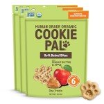 COOKIE PAL Organic Soft Dog Treats (Peanut Butter & Apple), Low Calorie Peanut Butter Puppy Biscuits, Human Grade Biscuits, Non-GMO, Perfect for Training Dog Treats, 8.8 oz (Pk of 3)