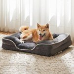 Sweetcrispy Orthopedic Dog Bed, Memory Foam Puppy Sleeping Sofa for Medium Pets with Washable Removable Cover Non-Slip Base Waterproof Liner Egg Crate for Improved Sleep, Grey, 28"L x 23"W x 6.5"Th