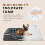 Sweetcrispy Orthopedic Dog Bed, Memory Foam Puppy Sleeping Sofa for Medium Pets with Washable Removable Cover Non-Slip Base Waterproof Liner Egg Crate for Improved Sleep, Grey, 28"L x 23"W x 6.5"Th
