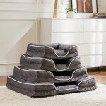 Sweetcrispy Orthopedic Dog Bed, Memory Foam Puppy Sleeping Sofa for Medium Pets with Washable Removable Cover Non-Slip Base Waterproof Liner Egg Crate for Improved Sleep, Grey, 28"L x 23"W x 6.5"Th