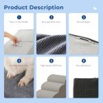 ZOMISIA Dog Stairs for High Beds - Pet Stairs for Couch, 35D Foam Dog Steps for Small to Large Dogs with Non-Slip Bottom Dog Ramp Grey, 5 Steps