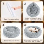 Hoewina Dog & Cat Bed, 20in Cat Beds for Indoor Cats, Calming Donut Bed for Puppy and Kitten, Washable Round Fluffy Pet Bed for Small Medium Dogs and Cats (Light Grey)