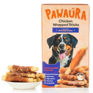 Chicken Wrapped Calcium Bones 14.1 oz, Rawhide Free Dog Chew Treats with Goat Milk, Natural Training Sticks Long Lasting for Small Medium Large Dogs