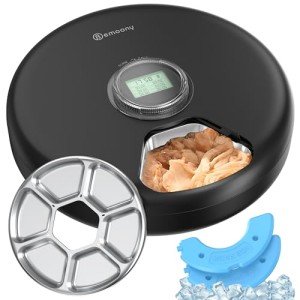 Automatic Cat Feeder Wet Food: Cordless Pet Food Dispenser with Stainless Steel Tray Programmable Timer AA Battery Powered Kitten Feeding Fountains Small Dog Fresh Refrigerated Bowl with 2 Ice Packs