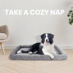 Patas Lague Bolster Dog Bed for Extra Small Dogs 16''x12'', Soft Warm Foam Pet Sofa Bed, Machine Washable Pet Cat Crate Mat for Toy Breeds, Grey