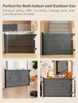 GROWNSY Retractable Baby Gate, Mesh Baby/Pet/Dog/Cat Gate 33" Tall, Extends to 55" Wide, Extra Wide Child Safety Gate for Doorway, Stairs, Hallways, Kitchen, Indoor/Outdoor，Black
