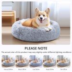 JOLLYVOGUE Donut Dog Bed, Comfort Round Dog Bed, Anti-Anxiety Calming Cuddler Dog & Cat Bed, Fluffy Faux Fur Cushion Bed for Small Medium Dogs and Cats, 20"