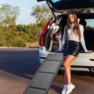 Lyyes Foldable Dog Ramp for Cars and Trucks