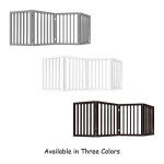 Pet Gate - 4-Panel Indoor Foldable Dog Fence for Stairs, Hallways, or Doorways - 73x24-Inch Freestanding Dog Gates by PETMAKER (Brown)