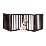 Pet Gate - 4-Panel Indoor Foldable Dog Fence for Stairs, Hallways, or Doorways - 73x24-Inch Freestanding Dog Gates by PETMAKER (Brown)