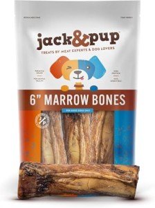 Jack&Pup Marrow Bones for Dogs | 6 Inch Dog Bones for Aggressive Chewers | Single Ingredient Bone Marrow Dog Bones, All Natural Dog Chew Bones (1 Pack)